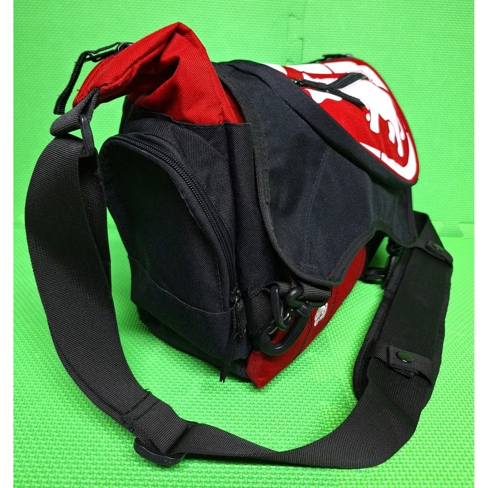 Marc Ecko Unltd Red & Black Crossbody Laptop Messenger Bag Shoulder Strap Y2K